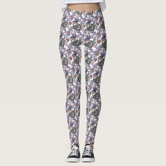 Lila/grau/Bronze Wasserfarben Leggings (Vorderseite)