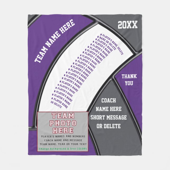 Lila, grau, Geschenkideen für Volleyballtrainer, Fleecedecke (Vorderseite)