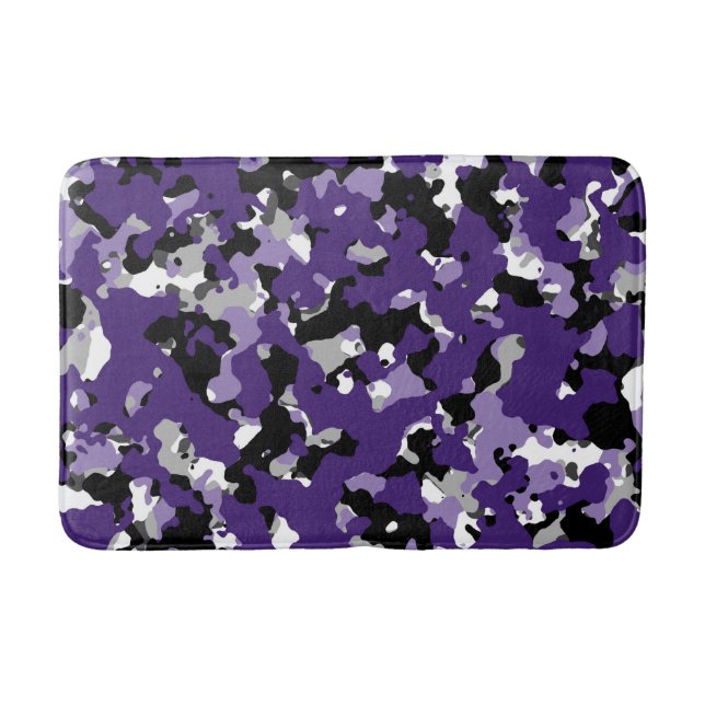 Lila Grau Schwarz-weiß Camouflage Camouflage druck Badematte (Vorderseite)