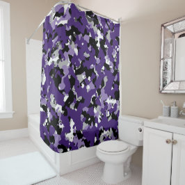 Lila Grau Schwarz-weiß Camouflage Camouflage druck Duschvorhang
