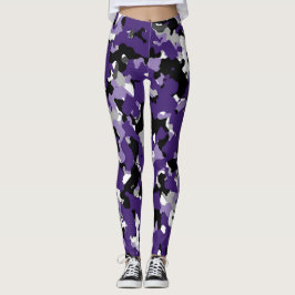 Lila Grau Schwarz-weiß Camouflage Camouflage druck Leggings