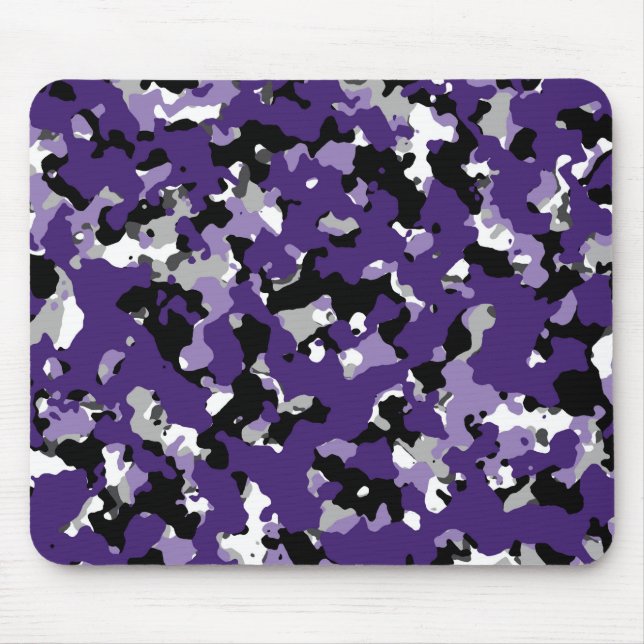 Lila Grau Schwarz-weiß Camouflage Camouflage druck Mousepad (Vorne)