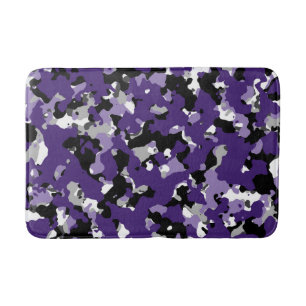 Lila Grau Schwarz Weiß Tarnung Camouflage Druck Badematte
