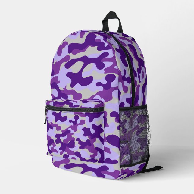 Lila Grau Tarnmuster  Bedruckter Rucksack (Rückseitige Ecke Rechts)
