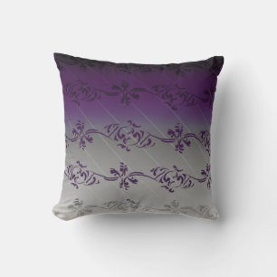 Lila Grau Verlauf gestreifter Blumenblatt-Muster Kissen