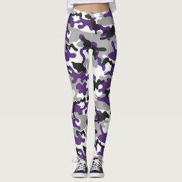 Lila, grau, weiß und schwarz Camouflage Leggings