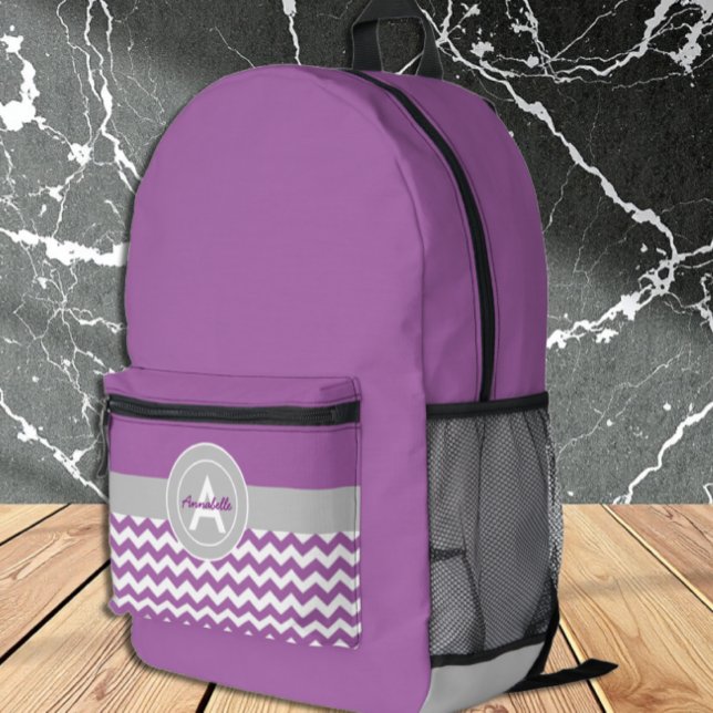 Lila Grau Zickzack Bedruckter Rucksack (Von Creator hochgeladen)