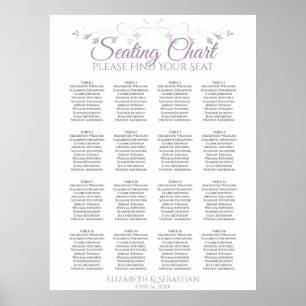 Lila-graue 16 Tabelle Hochzeitstabelle Poster