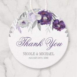 Lila graue Blume Hochzeit Danke Geschenkanhänger
