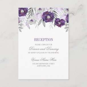 Lila graue Blume Hochzeitsempfang Begleitkarte