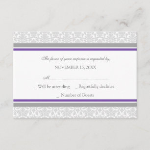 Lila graue Damast UAWG Hochzeits-Karte RSVP Karte