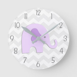 Lila Graue Elephant Kinderzimmer Wall Clock Runde Wanduhr