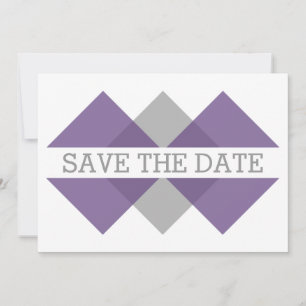Lila graue geometrische Triade Save the Date einla