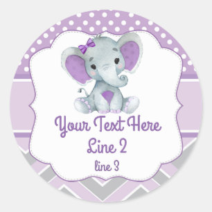 Lila-graue Girl Elephant Round Sticker