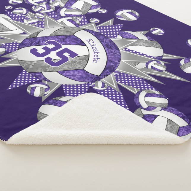 lila graue gürtelige Volleyballstars personalisier Sherpadecke (3/4)
