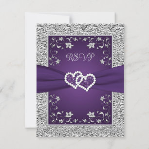 Lila, graue Liebe Hearts Wedding RSVP Card