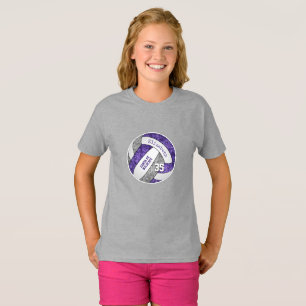 lila graue Mädchen-Volleyballteam-Farben T-Shirt