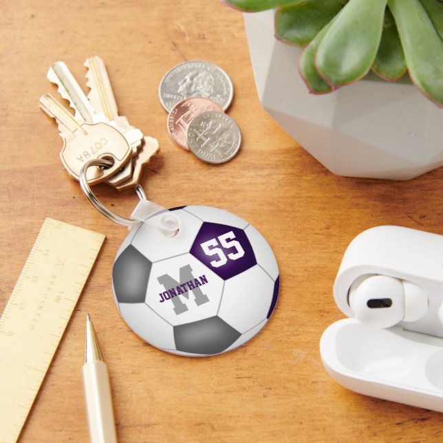 lila graue Mannschaft färbt Jungs Fußball-Girls Schlüsselanhänger (Schreibtisch)