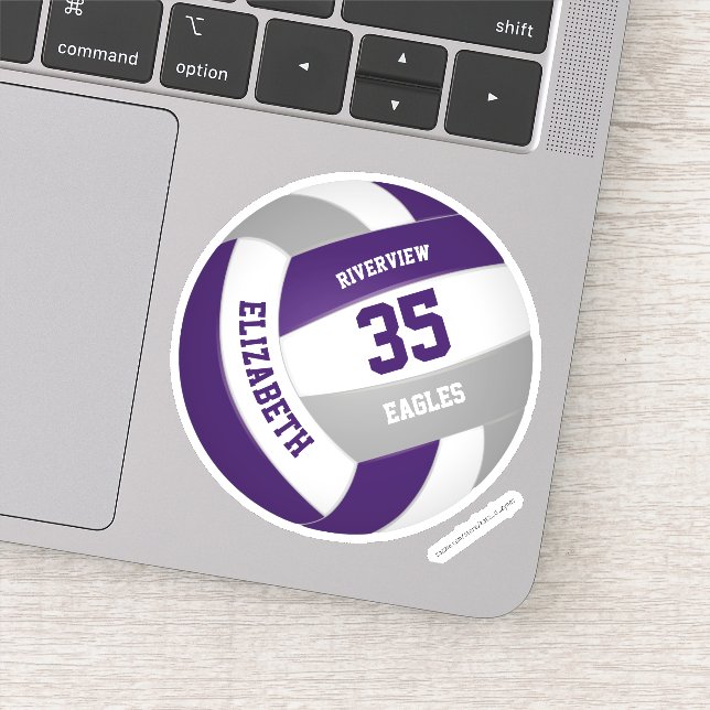 lila graue Mannschaft färbt Jungs Volleyball Aufkleber (Detail)