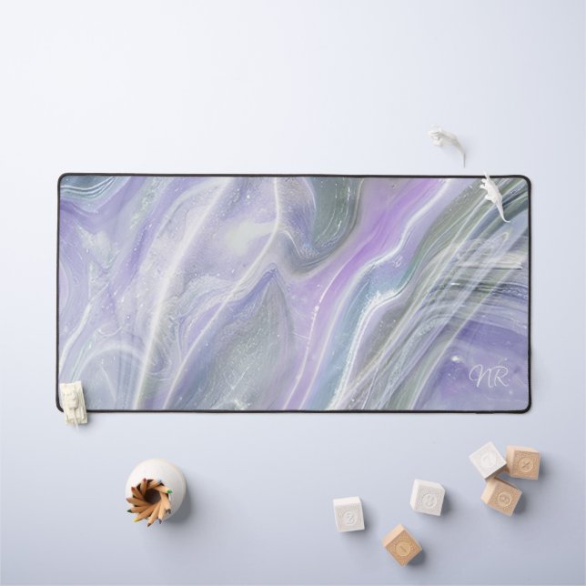 Lila graue Marmornadel, Monogramm für den Namen hi Schreibtischunterlage (Kindertisch)