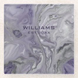 Lila graue Marmortextur Personalisiert Glasuntersetzer