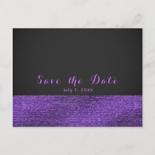 Lila Graue, moderne Glam-Sequins Save the Date Ankündigungspostkarte