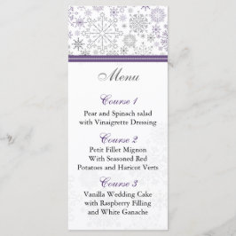 lila graue Schneeflocken Menükarte