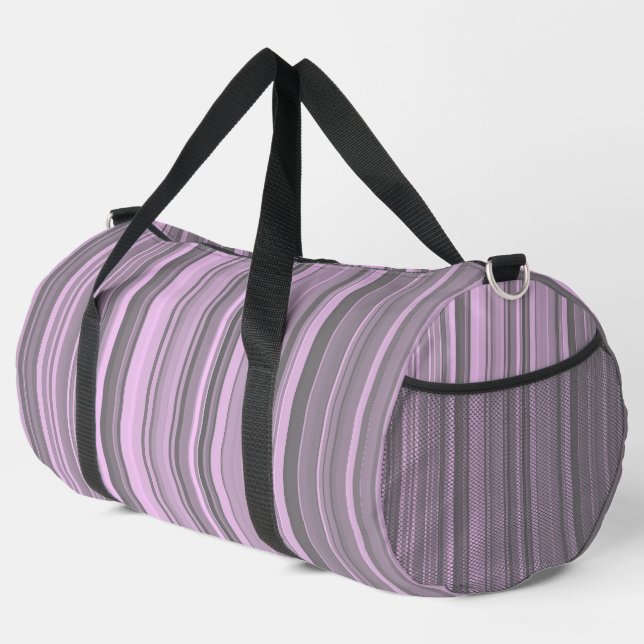 Lila graue Streifen Duffle Bag (Rechte Ecke)