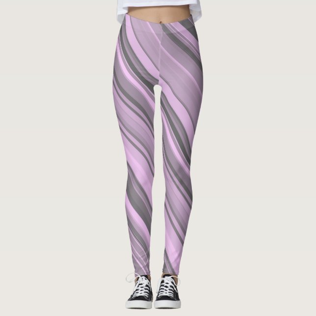 Lila graue Streifen Leggings (Vorderseite)