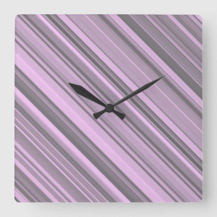 Lila graue Streifen Quadratische Wanduhr
