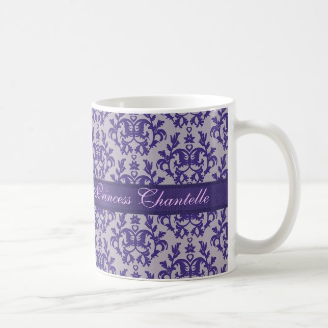 Lila graue Tasse Damastes "Prinzessin Chantelle" (Rechts)