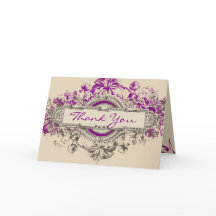 Lila Graue Vintage-Blumen-Hochzeit-Dankeskarten