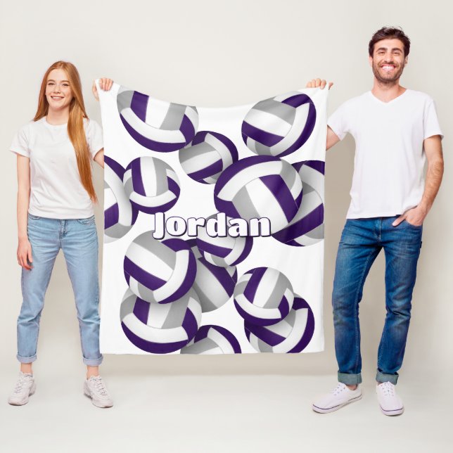 lila graue Volleyballs Mädcheneinrichtung Fleecedecke (Beispiel)