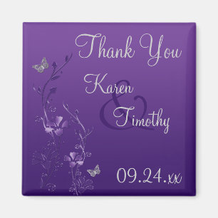 Lila grauer Blumenschmetterlings-Gastgeschenk Magnet