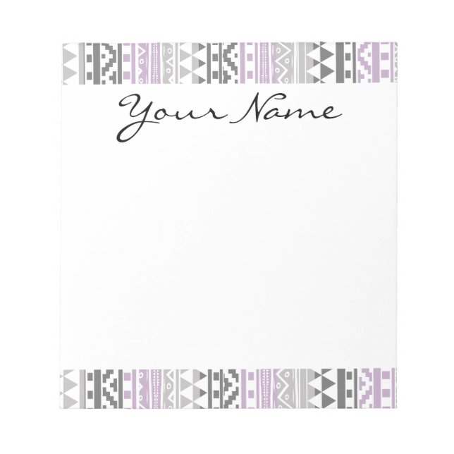 Lila graues geometrisches Aztekastenmuster Notizblock (Vorderseite)