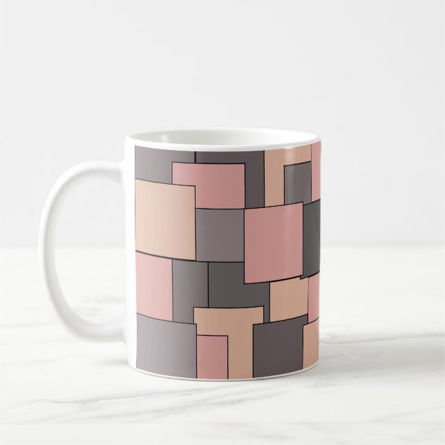 Lila-graues geometrisches Muster Kaffeetasse (Links)