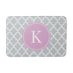 Lila graues kundenspezifisches Monogramm Badematte