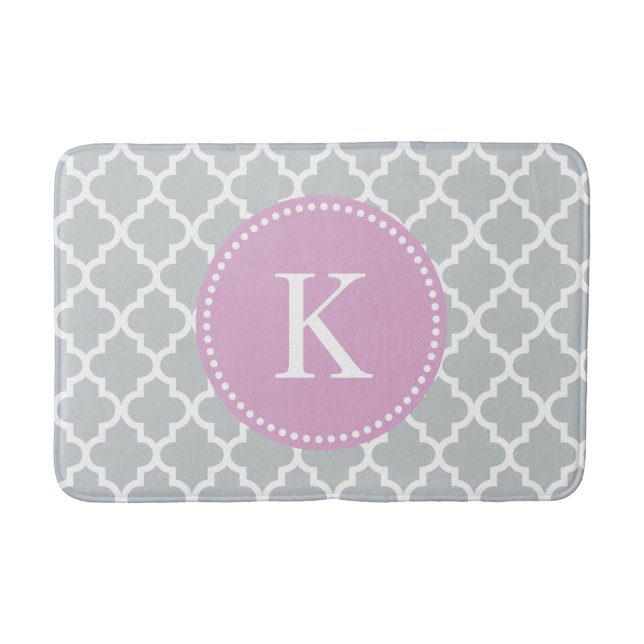Lila graues kundenspezifisches Monogramm Badematte (Vorderseite)