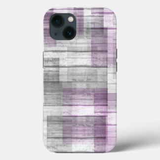 Lila, graues, schwarzes Holz iPhone 13 Hülle