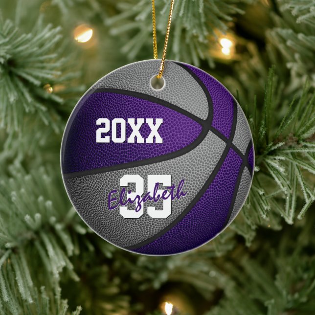 lila Graumädchen - Basketball Keramik Ornament (Baum)