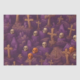 Lila Graves Silver Bronze Skulls Halloween Seidenpapier