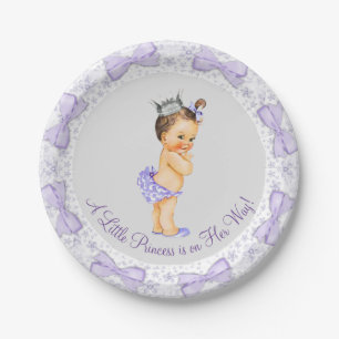 Lila Gray Princess Baby Dusche Pappteller