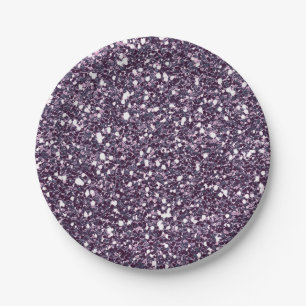 Lila Gray Sparkle Glitzer Glam Custom Party Pappteller