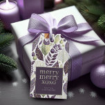 Lila Gre Christmas Merry Pattern#21 ID1009 Geschenkanhänger<br><div class="desc">Wenn Sie sich fragen, welche Farbkombinationen Sie für Ihre Weihnachtsdekoration und Geschenkartikel in diesem Jahr auswählen sollten, habe ich Sammlungen von aufeinander abgestimmten Mustern erstellt, um das Leben ein wenig leichter zu machen. Dieses Weihnachtsgeschenk-Tag zeigt auffällige Aquarellbilder mit Beeren und Weihnachtsschmuck in tiefgrüner Aubergine lila und olivgrün mit einer Vorlage,...</div>