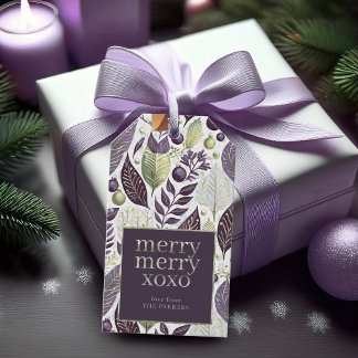 Lila Gre Christmas Merry Pattern#21 ID1009 Geschenkanhänger