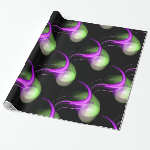 LILA GREEN ALIEN PEARLS GESCHENKPAPIER