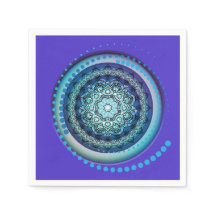 Lila Green Blue Medallion Spiral Napkins