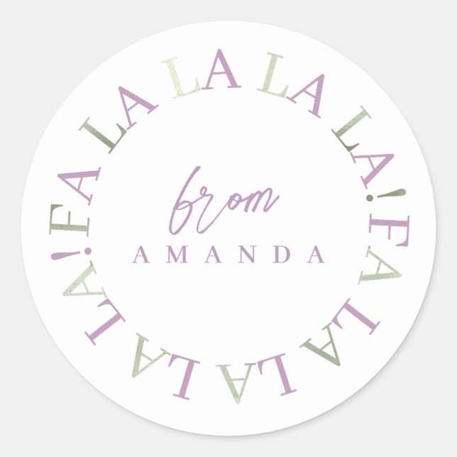 Lila Green Christmas Fa La ID1009 Runder Aufkleber (Vorderseite)