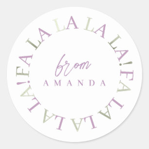 Lila Green Christmas Fa La ID1009 Runder Aufkleber