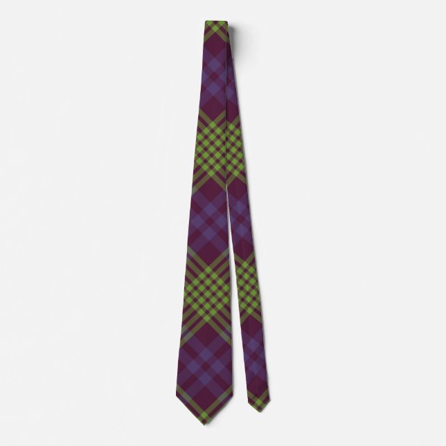 Lila Green Elegant Tartan Kariert Neck Tie Men Krawatte (Vorderseite)